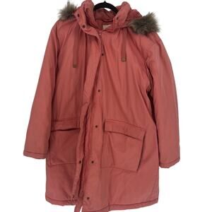 Universal Thread Coral Parka with Detachable Faux Fur Trim XXL
